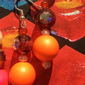 Aperol summer beach earrings- resortwear handmade one of a kind sterling silver